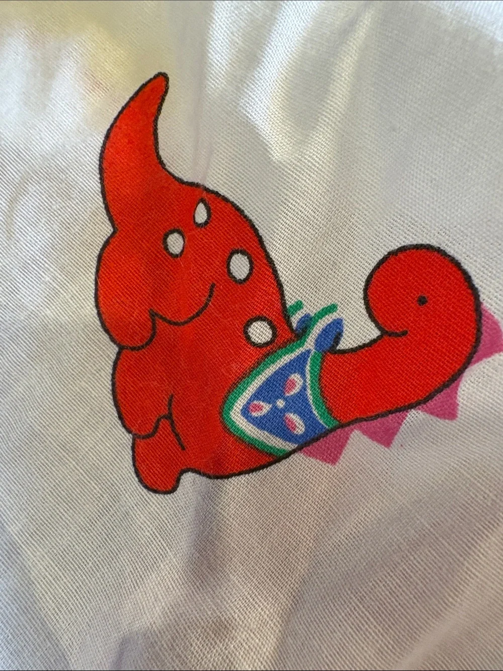 Vintage 90’s Kids Dinosaur fitted crib sheet - White with Yellow & Red FF